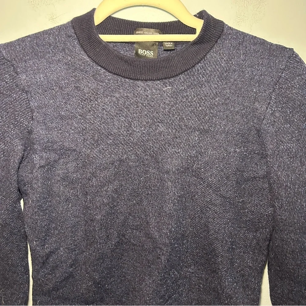 BOSS Hugo Boss Blue & Black Maurillo Regular-Fit Sweater Size Medium Kids